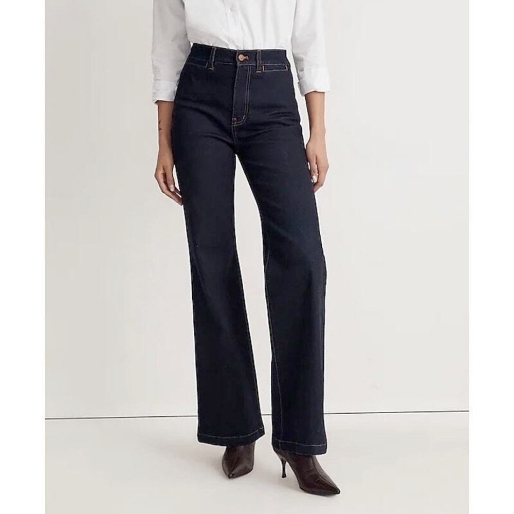 Madewell 11" High-Rise Flare Jeans Insley Dark Wash 28 Retro Sailor Office
